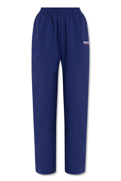 Shop Balenciaga Logo Embroidered Sweatpants In Blue