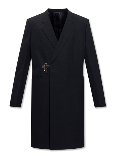 Shop Givenchy Decorative Padlock Detail Coat In Black