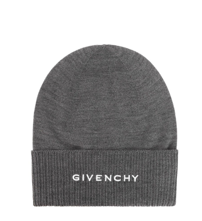 Shop Givenchy Logo Embroidered Beanie In Grey
