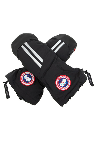 Shop Canada Goose Logo Patch Drawstring Padded Gloves In Black