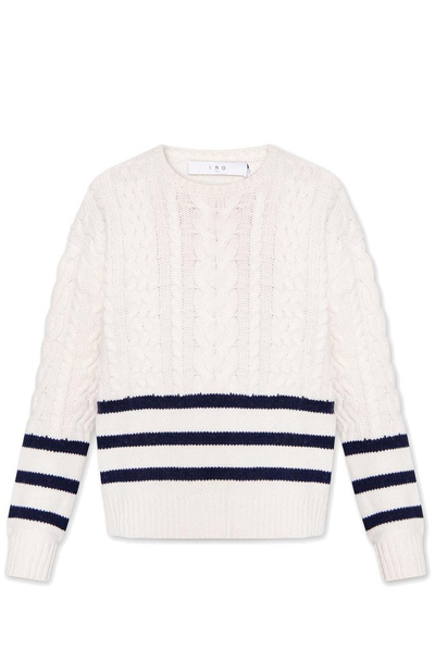 Shop Iro Walsh Striped Knitted Sweater In White