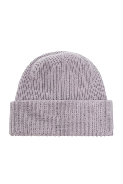 Shop Woolrich Ribbed Knitted Beanie In Grey