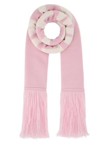 Shop Vetements Logo Embroidery Fringe Scarf In Pink