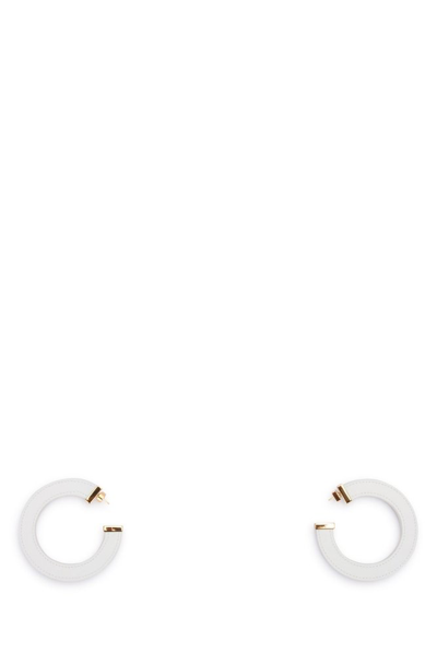 Shop Jacquemus La Creole Line Hoop Earrings In White