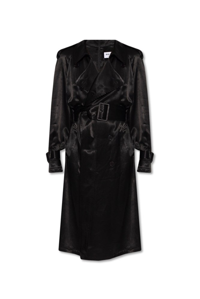 Shop Balenciaga Belted Trench Coat Dress In Black