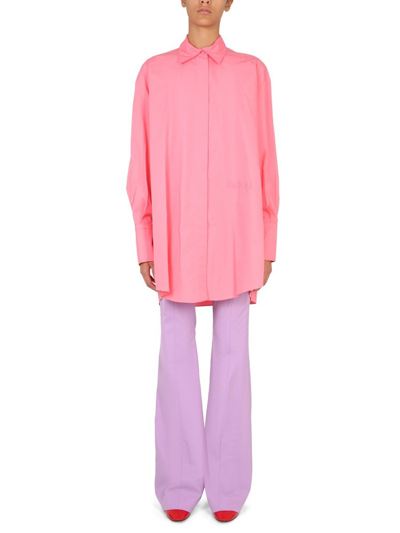 Shop Patou Logo Embroidered Mini Shirt Dress In Pink