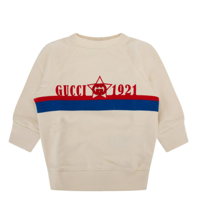 Shop Gucci Kids Logo Printed Crewneck Sweatshirt In White