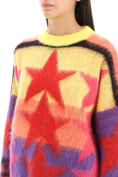 Shop Palm Angels Mohair And Merino Wool Star Sweater In Yellow