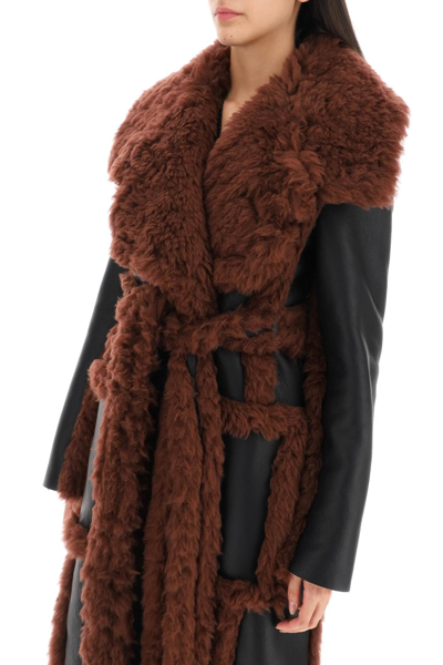 Shop Stella Mccartney Alter Mat Coat With Fur-free-fur In Black,brown