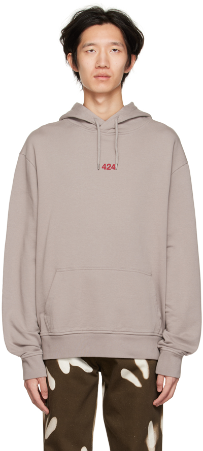 Shop 424 Taupe Embroidered Hoodie In 95 Gray
