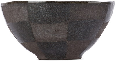 Shop Harlie Brown Studio Ssense Exclusive Black Glitter Check Cereal & Dessert Bowl In Black Glitter/ Black