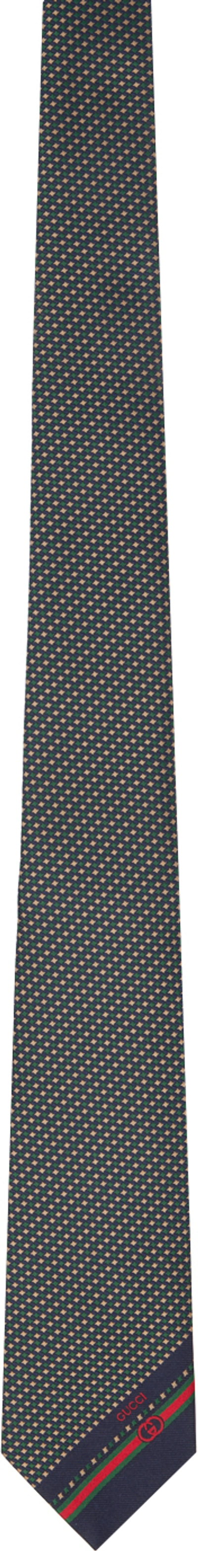 Shop Gucci Green Heritage Tie In 4166 Navy/dark Green