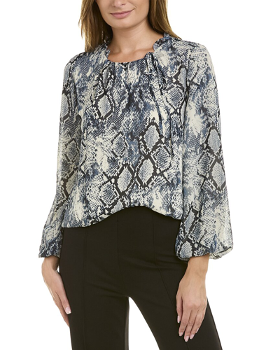 Shop Vince Camuto Snake Print Blouse In Blue