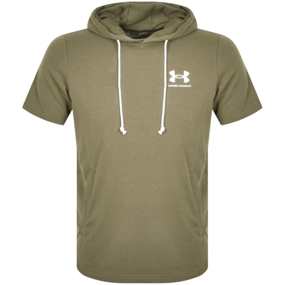 Shop Under Armour Terry Short Sleeve Hoodie Green
