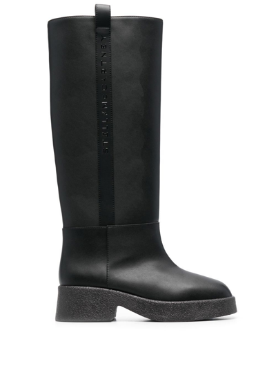 Shop Stella Mccartney Logo-detail Chunky Boots In Black