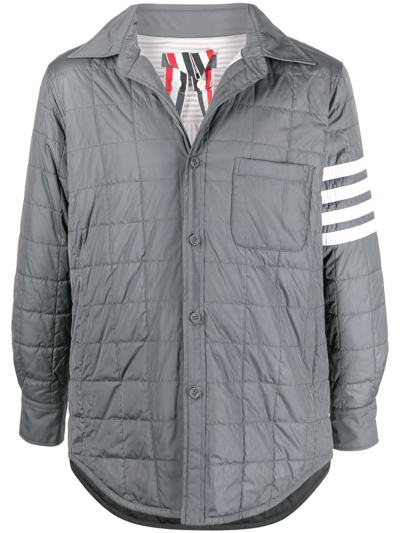 Shop Thom Browne 4-bar Stripe Padded Shirt Jacket In Grey
