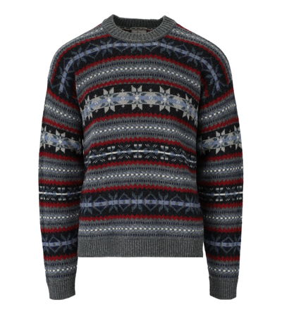 Shop Woolrich Fair Isle Grey Crewneck Sweater