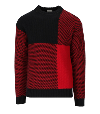 Shop Woolrich Check Black Red Crewneck Jumper