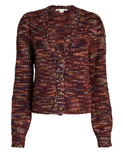 Shop Veronica Beard Amosa Puff-sleeve Knit Cardigan In Multi