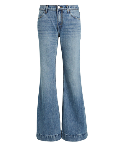 Shop Re/done 70s Low-rise Bell Bottom Jeans In Lake Blue