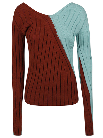 Shop Colville Twisted Rib Sweater In Light Blue/brown