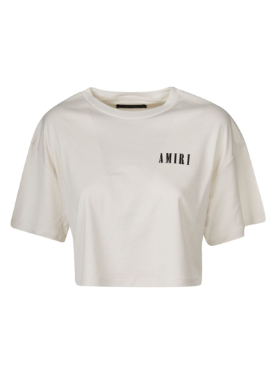 Logo Cotton Jersey Cropped T Shirt in White - Amiri