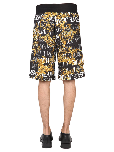 Shop Versace Jeans Couture Bermuda Shorts With Garland Print In Nero