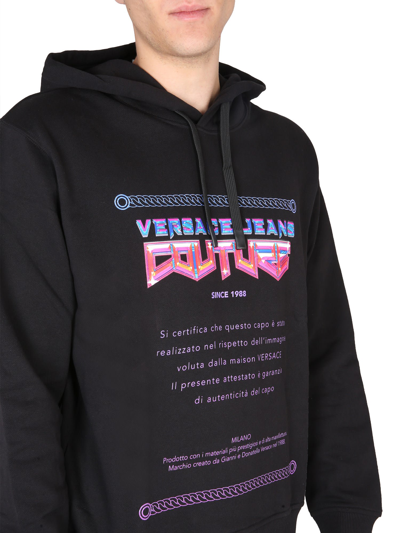 Shop Versace Jeans Couture Space Warranty Hoodie In Nero