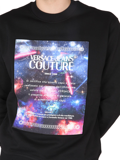 Shop Versace Jeans Couture Sweatshirt With Space Warranty Print In Nero