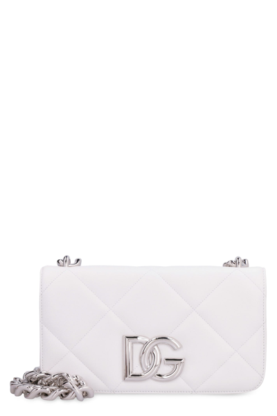 Shop Dolce & Gabbana 3.5 Leather Shoulder Bag In White