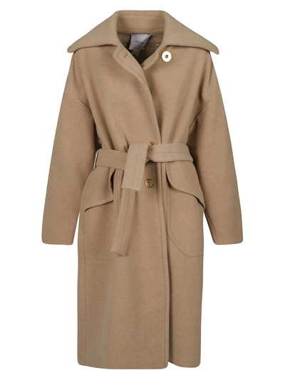 Shop Patou Double Sided Wool Maxi Coat In Biscotto