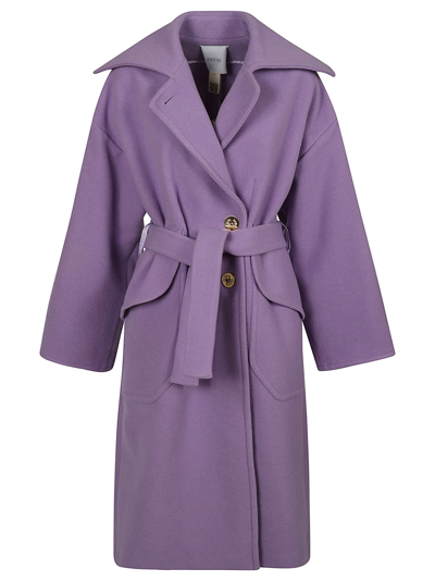 Shop Patou Double Sided Wool Maxi Coat In Purple