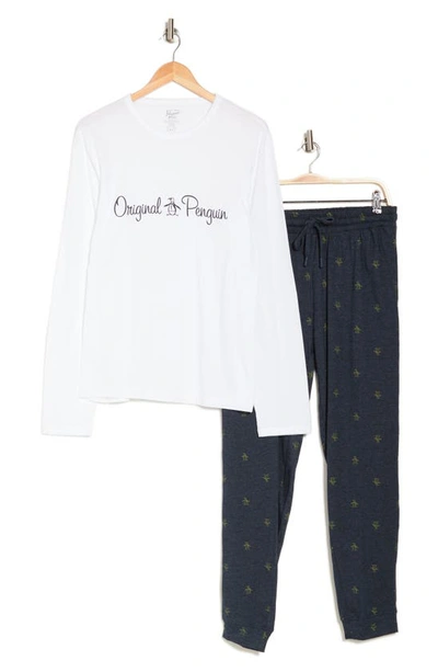 Original Long Sleeve T-shirt & Joggers Pajama In White | ModeSens