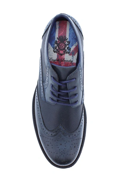 Shop English Laundry Fame Brogue Leather Derby In Navy
