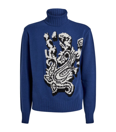 Shop Etro Paisley Rollneck Sweater In Blue