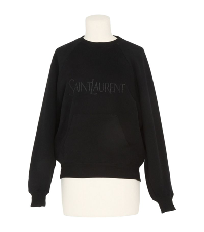 Shop Saint Laurent Embroidered Logo Sweatshirt In Black