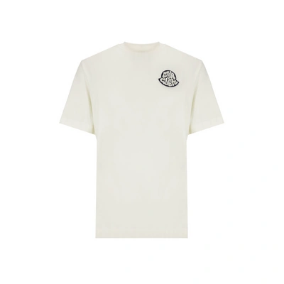 Shop Moncler Graphic Logo Cotton T-shirt In White