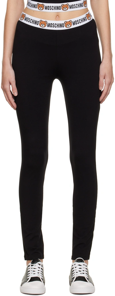 Shop Moschino Black Teddy Leggings In A0555 Black