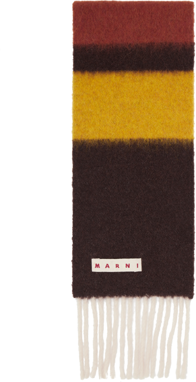 Shop Marni Multicolor Colorblocked Scarf In Stm75 Cacao