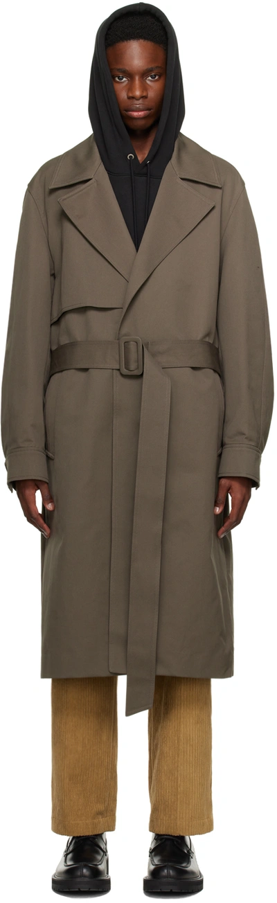 Shop Solid Homme Khaki Belt Trench Coat In 102k Khaki