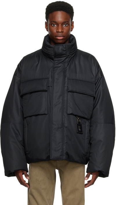 Shop Wooyoungmi Black Funnel Neck Down Jacket In Black 960b