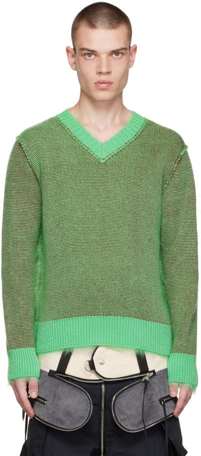 Shop Craig Green Green Brushed Reversible Sweater In Brown/mint