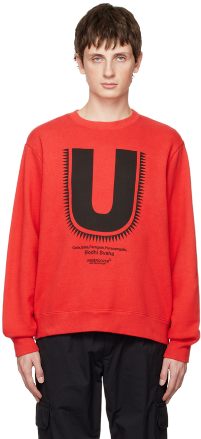 Shop Undercover Red 'u' Sweatshirt