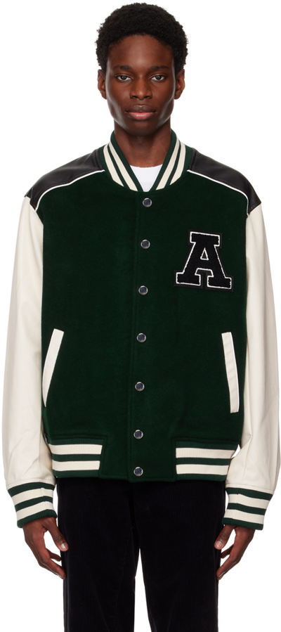 Shop Axel Arigato Green Ivy Varsity Bomber Jacket In College Green