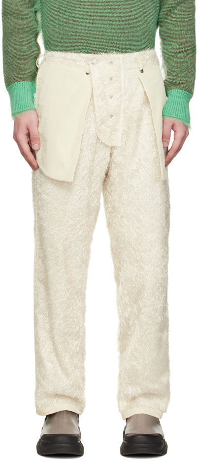 Shop Craig Green Ssense Exclusive Off-white Fluffy Reversible Trousers In Cream/natural