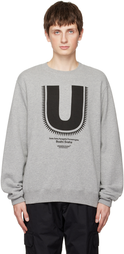 Shop Undercover Gray 'u' Sweatshirt In Top Gray