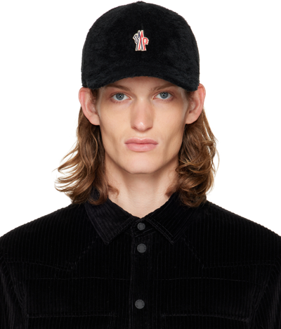 Shop Moncler Black Embroidered Cap In 999 Black