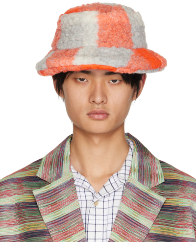 Shop Henrik Vibskov Orange & Gray Ahoy Hat In Stone And O
