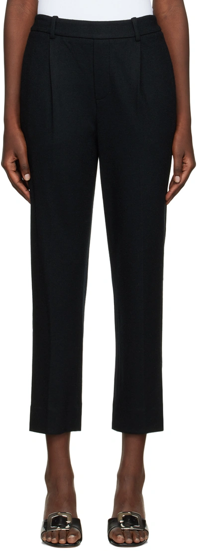 Vince Pleated Cropped Trousers In Black-001blk
