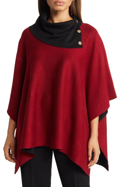 Anne Klein Two Tone Poncho In Red | ModeSens